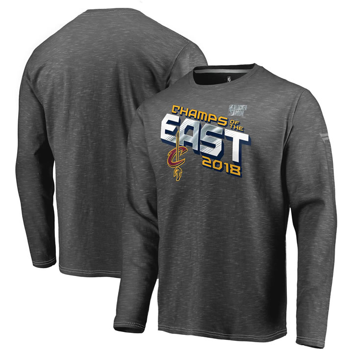 Cleveland Cavaliers Fanatics Branded 2018 Eastern Conference Champions Locker Room Long Sleeve T-Shirt Heather Charcoal,We sell and wholesale Cleveland Cavaliers Fanatics Branded 2018 Eastern Conference Champions Locker Room Long Sleeve T-Shirt Heather Charcoal on line form chian!